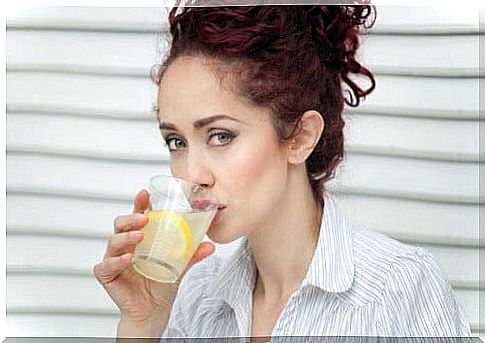 Woman drinking alkaline water