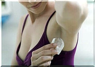 Girl uses alum stone as a deodorant.