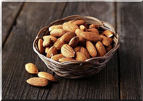 Bowl with almonds