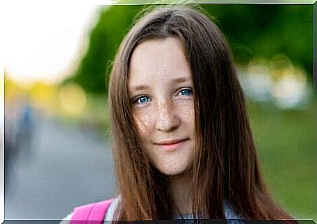 Little girl with freckles.