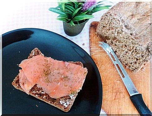 Toast with salmon