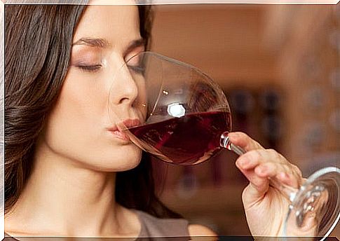 Woman drinking wine