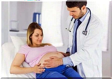 Pregnant woman during medical examination.