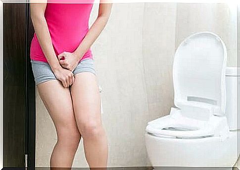 Woman with urination because she suffers from nocturia.