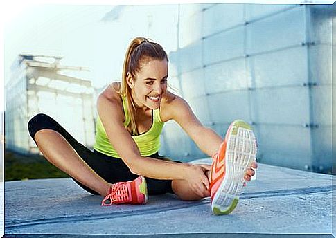 Girl doing stretching to relieve muscle pain