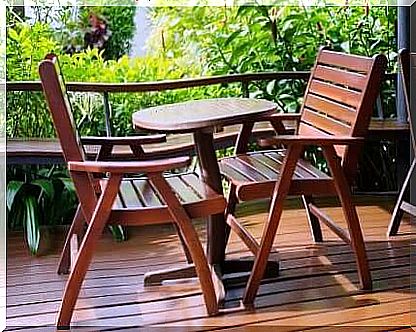 Wooden garden furniture.